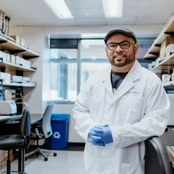 Anthony J. Covarrubias in lab